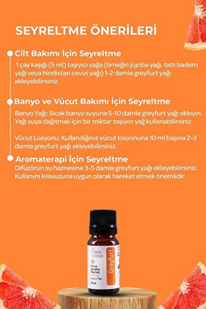 OnkaFarma Onka Farma %100 Saf Greyfurt Uçucu Yağı - 10 ml