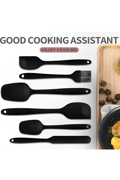 KSM HOME Set of 6 Fireproof Non-Stick Kitchen Cake Silicone Egg Brush Spoon Knife Spatula