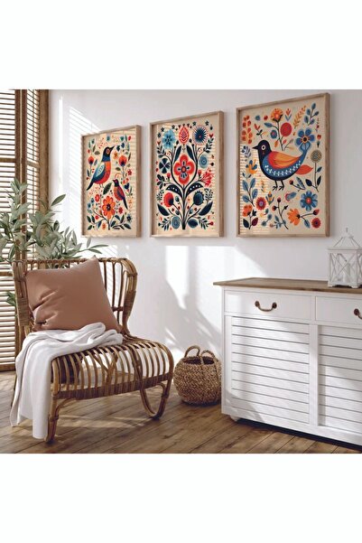 dekorodam Ahşap Çerçeveli 3 Lü Soyut Tablo Home Ev Salon Oturma Odası Yatak O...