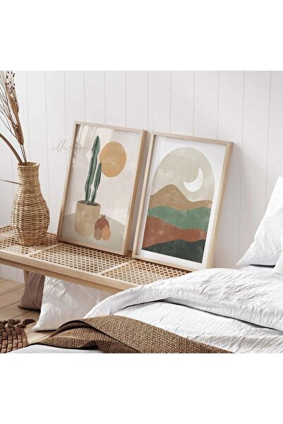 woodhomeworks Ahşap 2'li Çerçeveli Dekoratif Tablo Home Ev Salon Oturma Odası...