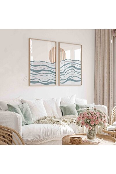 woodhomeworks Ahşap 2'li Çerçeveli Dekoratif Tablo Home Ev Salon Oturma Odası...