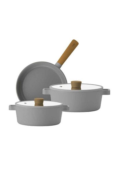 NEOFLAM Fika Gray Pot and Pan Set 5 Pieces
