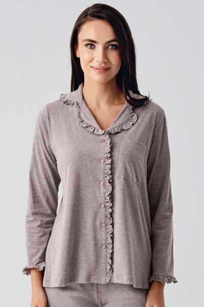 Artış Kadın Uzun Kollu Esnek Pamuklu Kumaş Hamile Pijama Takım