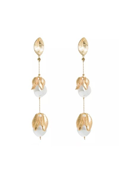 HOSBUTIK Gold Za Büyük Boy Inci Küpe