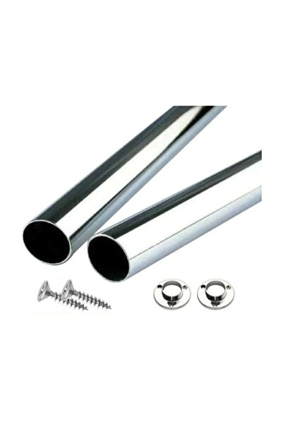 Mert Hırdavat Krom Kaplama 100 Cm Uzunluk Dolap Içi Boru Askı Borusu + 2 Adet...