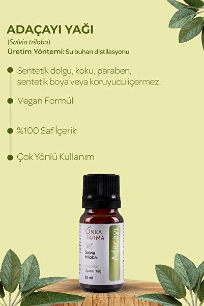 OnkaFarma Onka Farma Adaçayı Yağı - %100 Saf Adaçayı (ACI ELMA) Uçucu Yağı - 10 ml