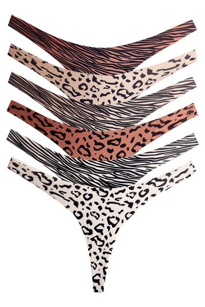 Cottonhill Basic Desenli Lazer Kesim Kadın Tanga Külot 6'lı Paket