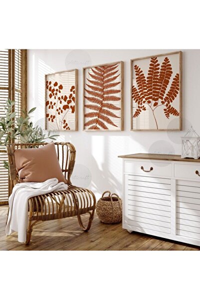 woodhomeworks Ahşap Çerçeveli 3 Lü Soyut Tablo Home Ev Salon Oturma Odası Yat...