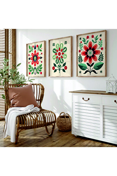 dekorodam Ahşap Çerçeveli 3 Lü Soyut Tablo Home Ev Salon Oturma Odası Yatak O...