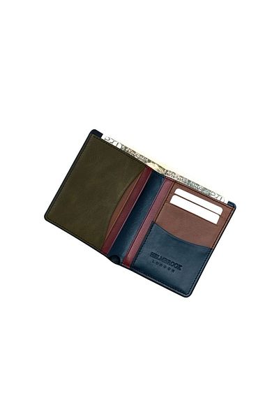 HELMBROOK Portofel Dayton pentru bărbați, albastru bleumarin (culoare plus) din piele, cu design subțire, cu mai multe compartimente, cu protecție RFID