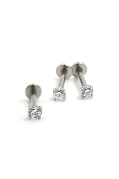 AyçaSilver Surgical Steel Stone Piercing Ear-cartilage-tragus 8 Mm