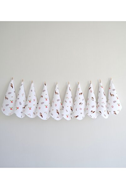 runbaby 10 Pieces Run Baby Muslin Baby Mouth Wipes and Sweat Cloth - Bird