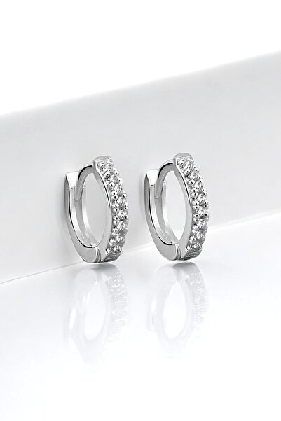 jelux silver Gümüş 925 Ayar 12 Mm Zirkon Taşlı Küpe