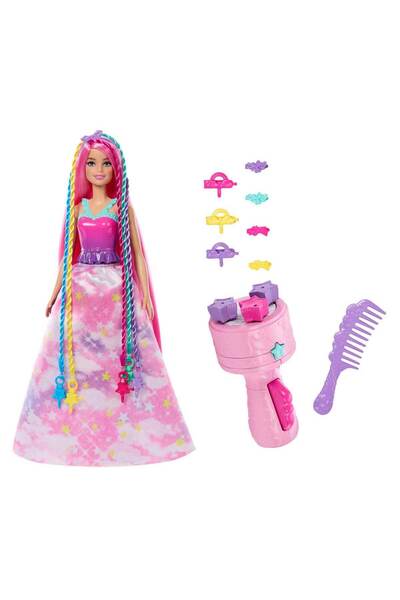 Barbie Dreamtopia Örgü Saçlı Bebek ve Aksesuarları Oyun Seti JCW55