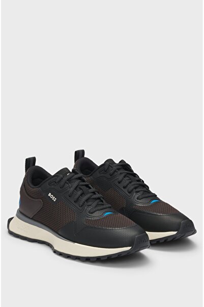 BOSS Erkek Marka Logolu Bağcıklı Kaydırmaz Tabanlı Günlük Siyah1 Sneaker 50513195-244