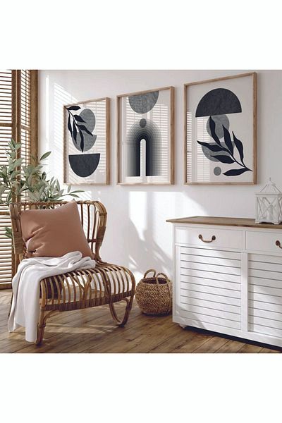 woodhomeworks Wooden Framed 3 Piece Abstract Painting Home Home Living Room Bedroom Balcony Decor Qmrc45