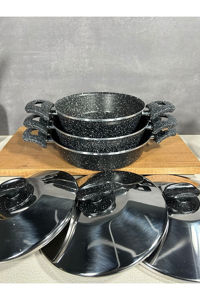 BENA LİFE 3-piece Omelet Set with Steel Cover - 20-22-24 Cm
