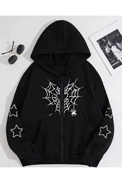 DuMia Pânză de păianjen neagră cu model în formă de inimă - Hanorac cu mânecă...