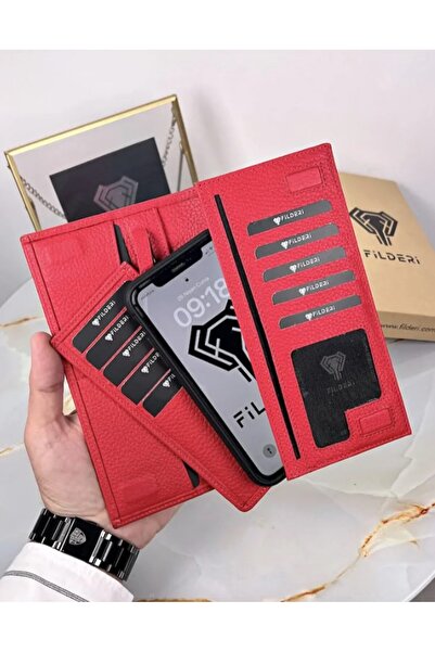 Fil Deri 2047 Model Leather Wallet with Phone Compartment and Magnet - Antiqu...