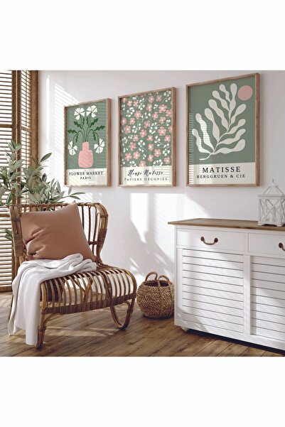 woodhomeworks Ahşap Çerçeveli 3 Lü Soyut Tablo Home Ev Salon Oturma Odası Yat...