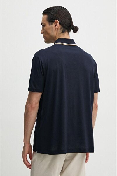 PAUL&SHARK Ανδρικό μπλουζάκι από βαμβακερό γιακά πόλο με κοντό μανίκι καθημερινής χρήσης Navy Blue Polo Neck T-shirt 14311713 -50Ε