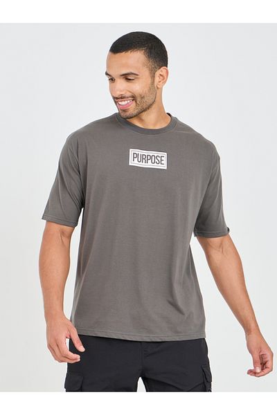 Styli Oversized Slogan Print Detail T-Shirt