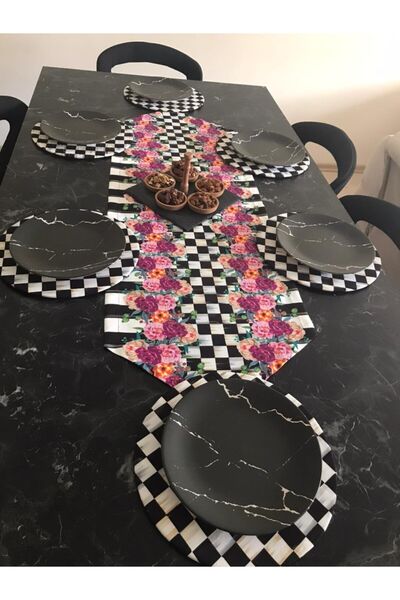 Ayşemce Αμερικάνικο σετ σερβιρίσματος 6 τεμαχίων, ροζ πιάτο σερβιρίσματος, δι...