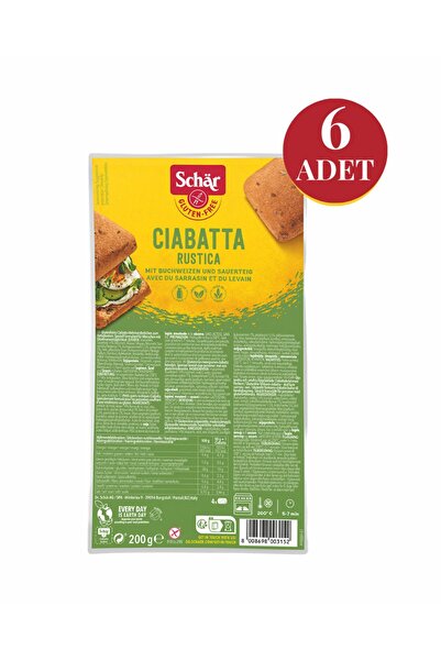 Schar Ciabatta Rustica Glutensiz Esmer Ekmek 200 gr (6 ADET)