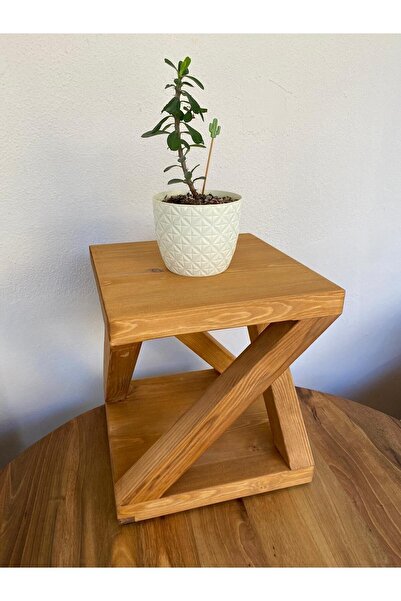 inci mobilya ahşap Ahşap Saksılık, Yan Sehpa, Sehpa, Tabure Doğal Renk