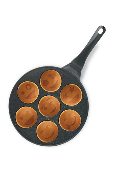 ThermoAD Granite Cast Pancake Pan Emoji Mold 28 Cm Gray