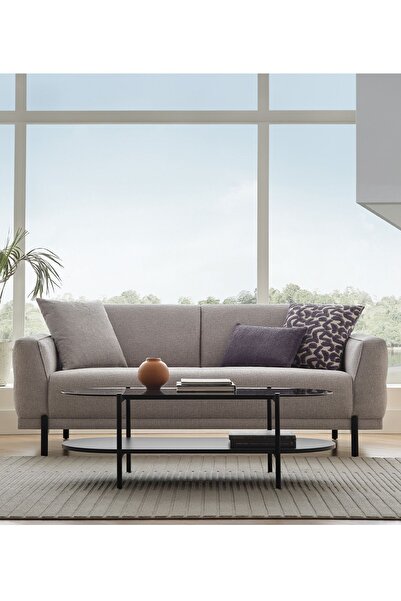 Enza Home Terra 2,5'lu Koltuk, Keten Dokulu - Orta Gri