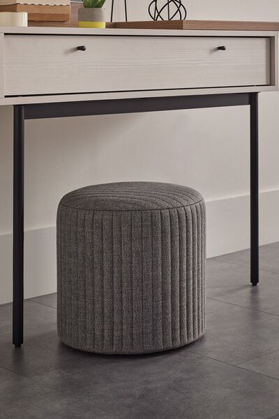 Enza Home Loreto Puf, Keten Dokulu - Mavi