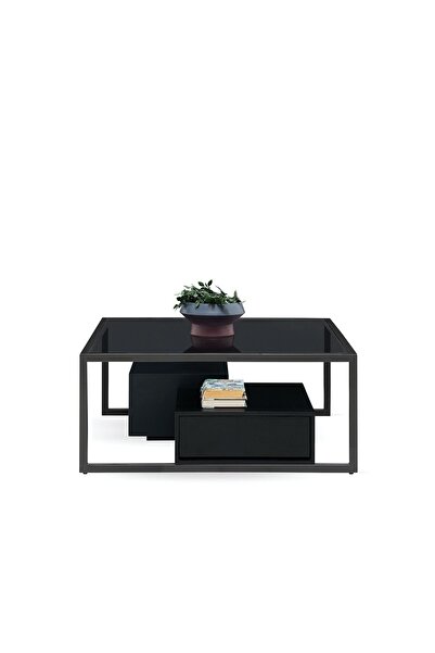 Enza Home Berta Cam Orta sehpa - Koyu Gri