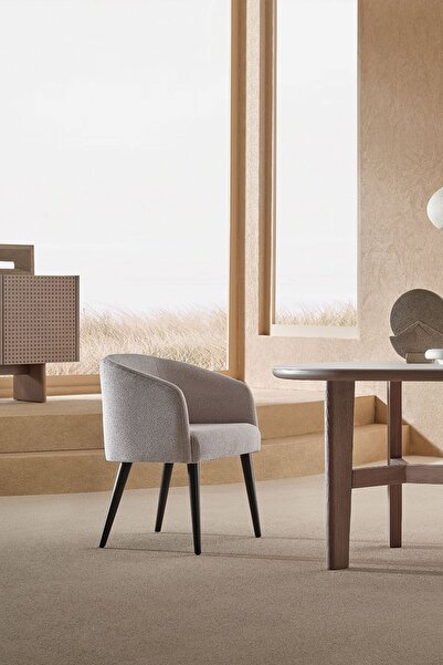 Enza Home Boston Sandalye, Buklet Kumaş - Krem