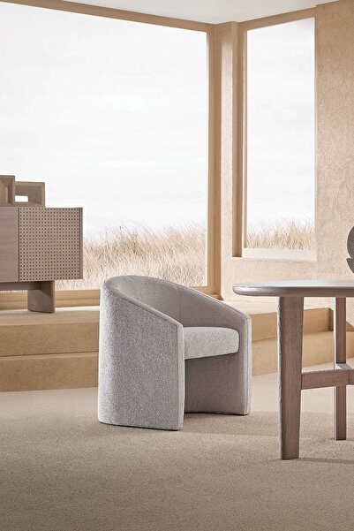 Enza Home Boston Sandalye, Buklet Kumaş - Krem