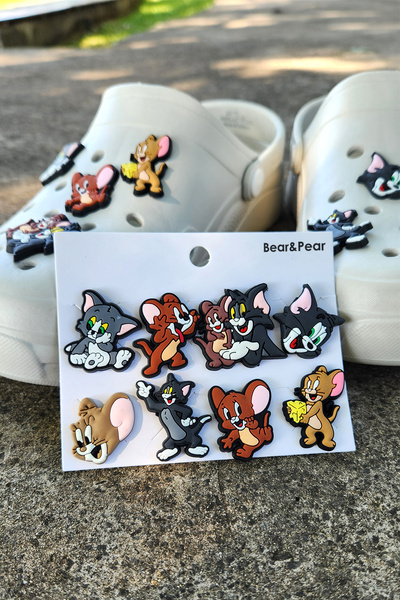 BearPear Tom ve Jerry 8 Adet Terlik Süsü Renkli Jibbitz Aksesuar