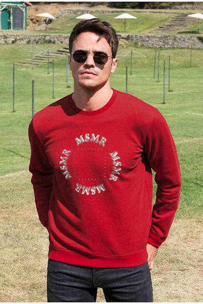 Masimar Crew Neck Print Detailed 100% Cotton Men's Sweatshirt