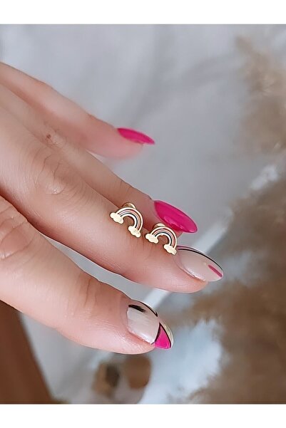 Atölye Eliz 316l Cerrahi Çelik Gökkuşağı Çelik Kız Çocuk Küpesi