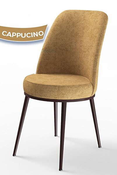 Canisa Dexa Serisi 1 Adet Cappucino Mutfak Sandalyesi Metal Kahverengi Ayaklı