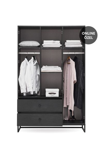 Enza Home Kalinsta 3 Kapaklı Gardırop - Siyah