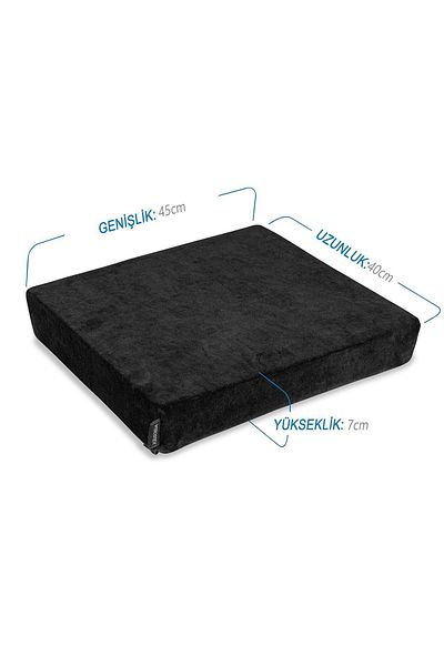 VİSCOTEX Visco (Non-Slip Base) Square Orthopedic Seat Cushion 45X40X7 Cm, Black