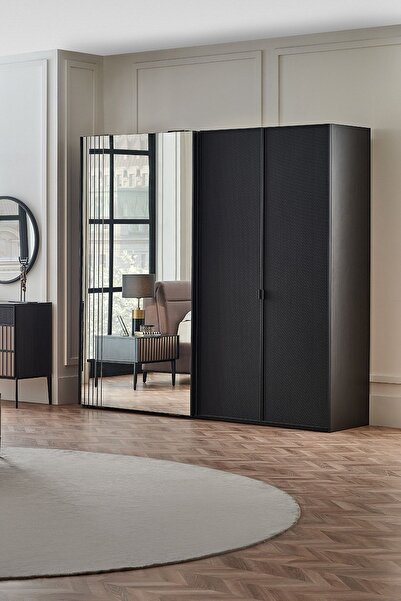 Enza Home Riga 2 Kapaklı Ve Sürgülü Hibrit Gardırop - Siyah