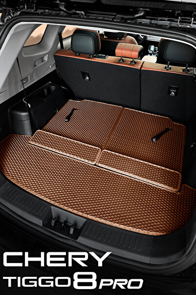 TORPEDO Chery Tiggo 8 Pro Excellent ve Luxury Uyumlu Hücreli Eva Oto Bagaj Havuzu ve Koltuk Arkalığı - Kahve