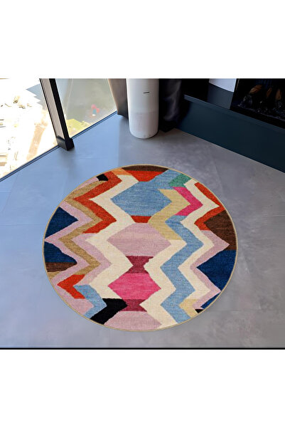 Rugs Modern Halı سجادة زخرفية حديثة منسوجة مستديرة منقوشة هندسية متعددة الألو...