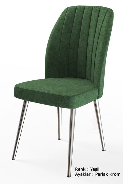 Canisa Concept Platinum Serisi Geniş Oturum Alanlı 4 Adet Sandalye / Renk Yeş...