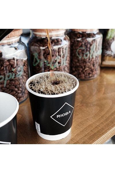 Rioba Black Espresso Cardboard Cup - Shot 4 Oz, 50 Pieces Mini Size