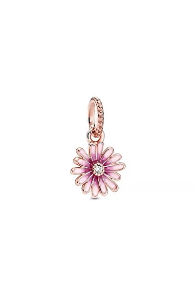 Lux Design 925 Ayar Gümüş Pembe Papatya Sallantılı Charm