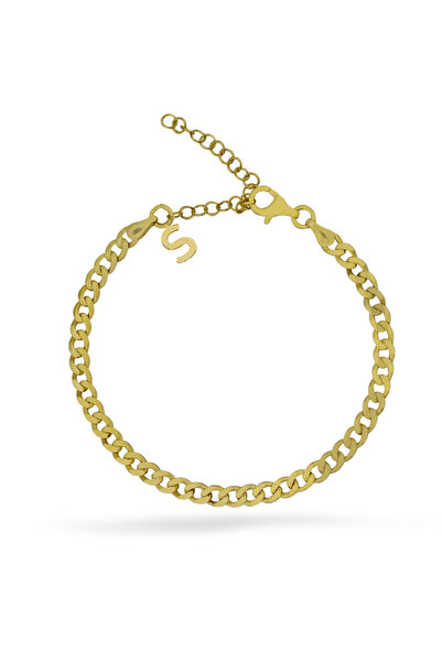 Silveranka 925 Ayar Gümüş S Harfi Gurmet Zincir Bileklik