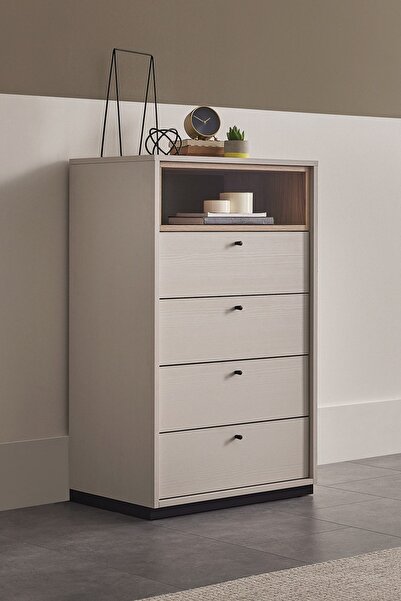 Enza Home Loreto Yüksek Şifonyer - Kırık Beyaz