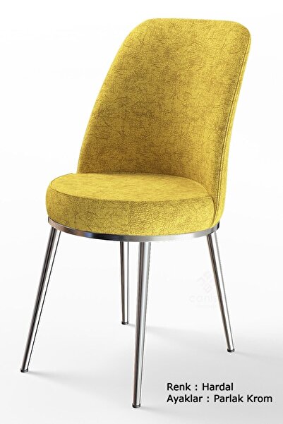 Canisa Concept Dexa Serisi Hardal Sarısı Renk Sandalye Mutfak Sandalyesi, Yem...